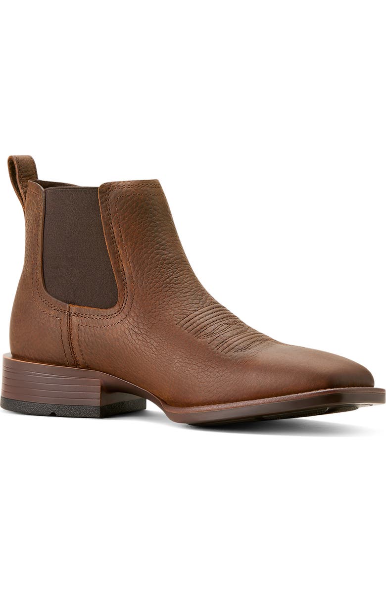 Ariat Booker Ultra Square Toe Western Chelsea Boot, Main, color, Brown Oiled Rowdy