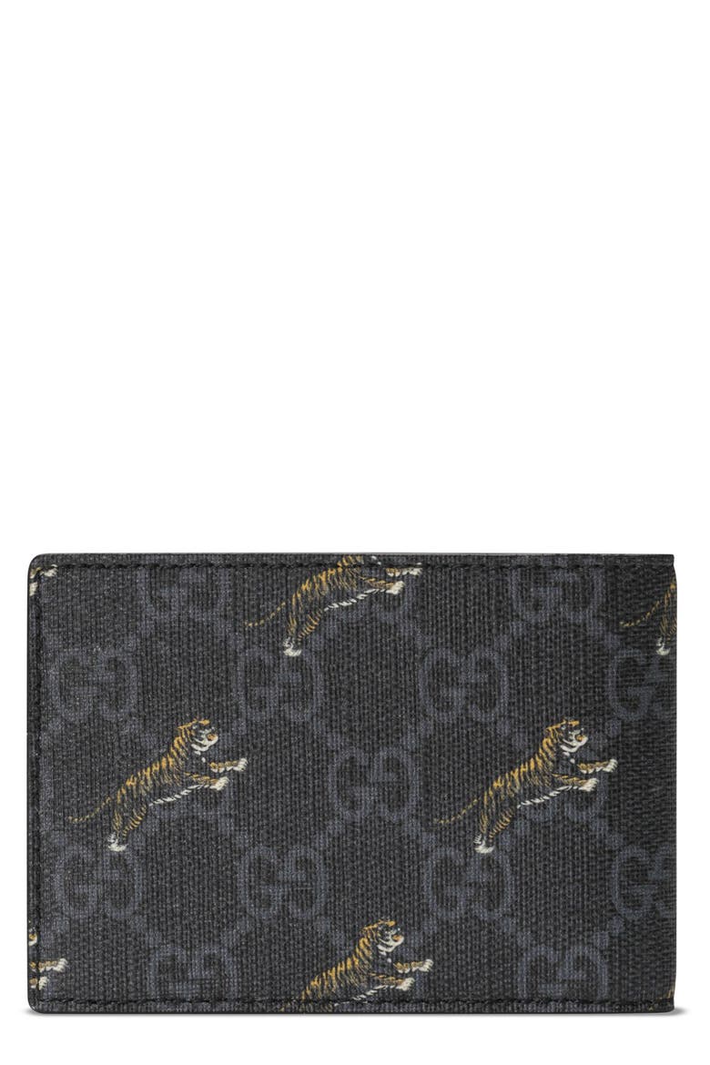 Tiger Print Bifold Wallet, Main, color, BLACK MULTI/BLACK
