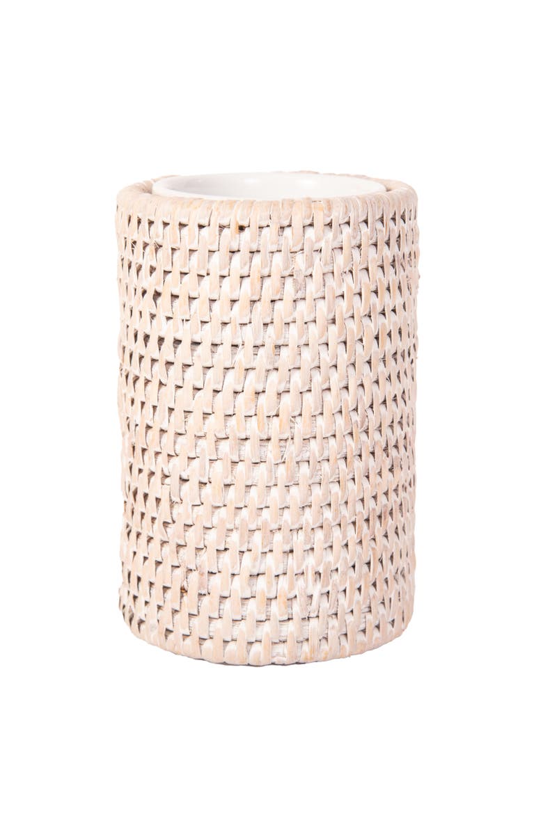 Artifacts Trading Company<sup>™</sup> Artifacts Rattan Rattan Round Tumbler with Ceramic Insert, Alternate, color, White Wash
