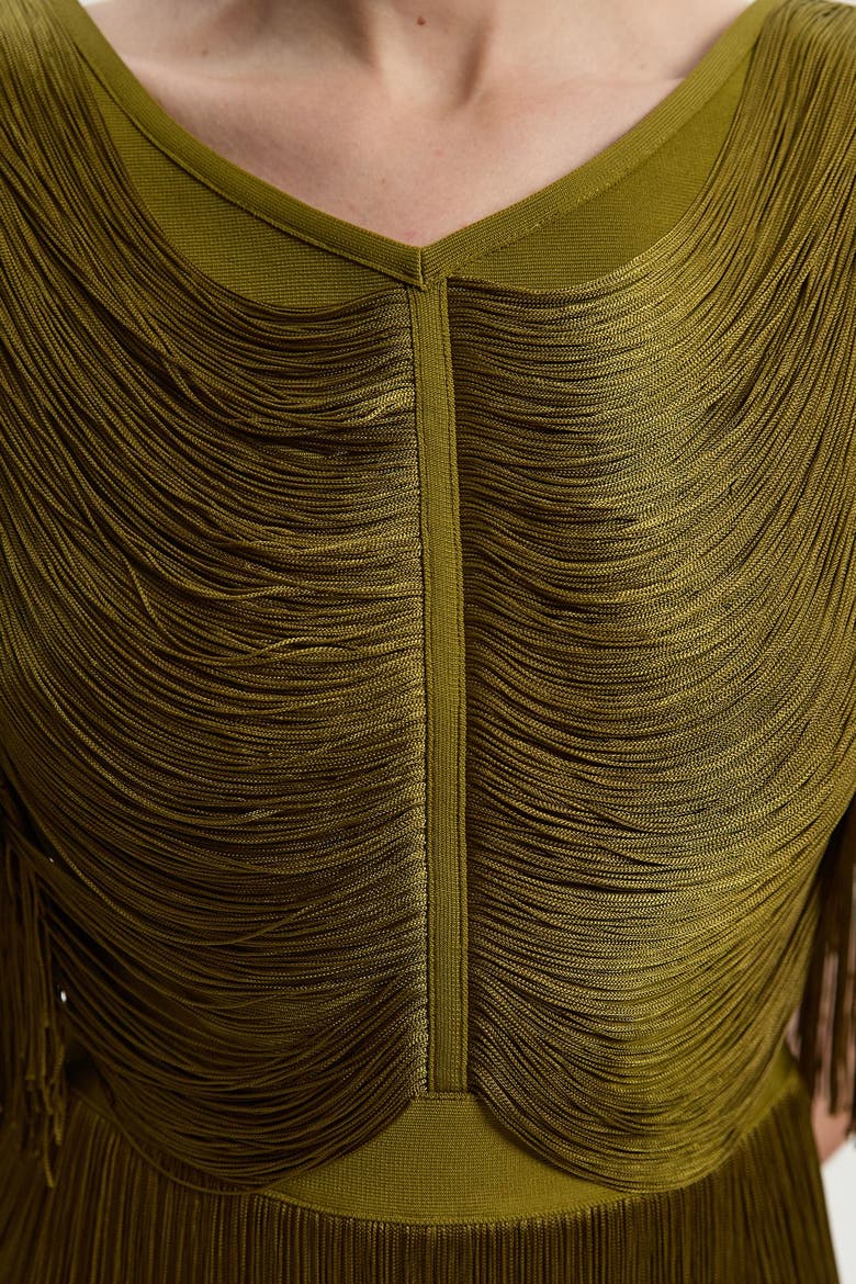 Draped Fringe Knitted Top, Alternate, color, Olive