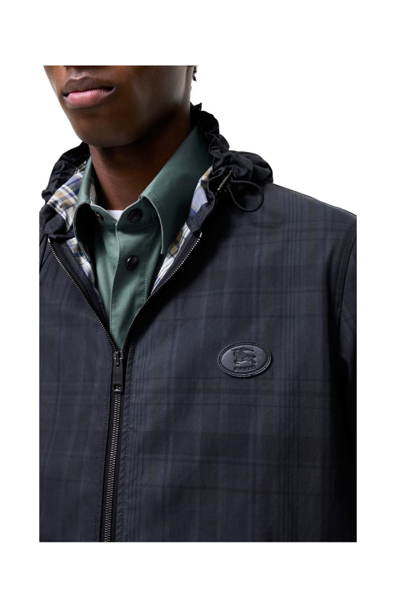 Burberry Check Cotton Newport Hooded Jacket, Alternate, color, Peacock Blue