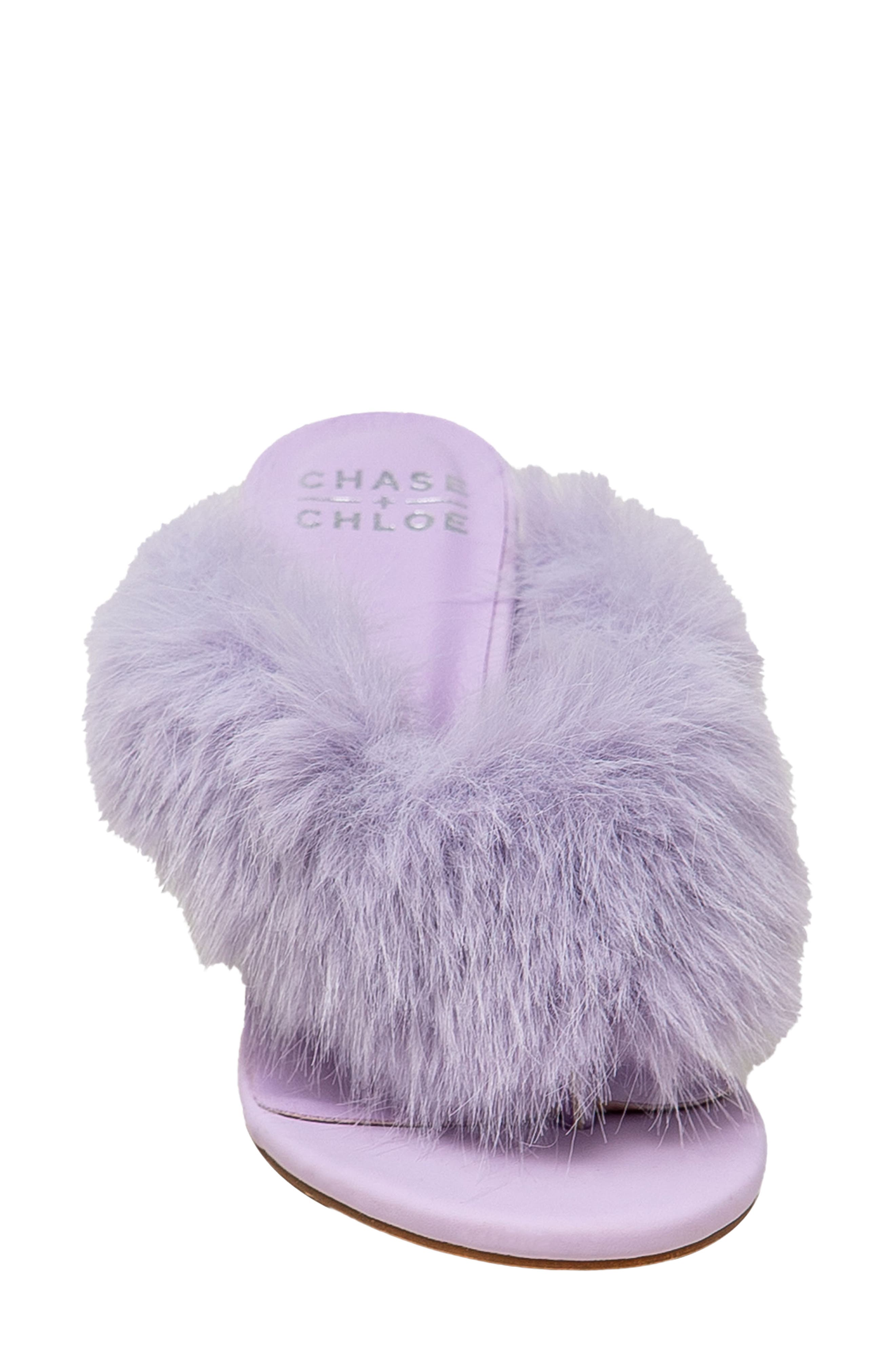 Post Toe Faux Fur Stiletto Sandal, Alternate, color, LILAC PU