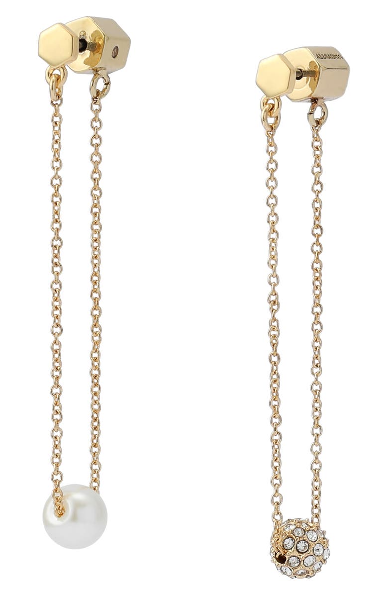 AllSaints Mismatched Ball Drop Earrings, Alternate, color, Gold/ Pearl