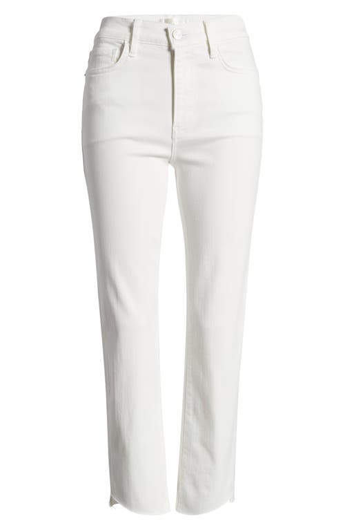 Frame Le High Straight Cascade Raw Hem Jeans In White