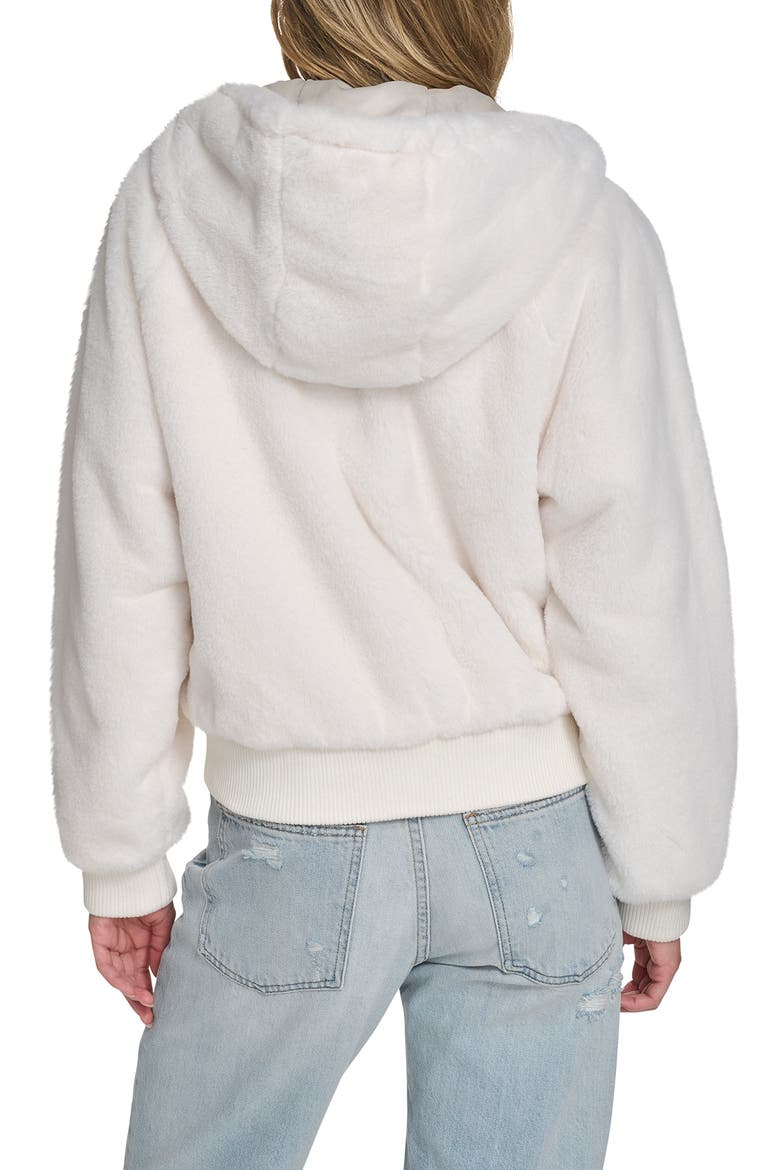Faux Fur Bomber Hoodie, Alternate, color, CREAM