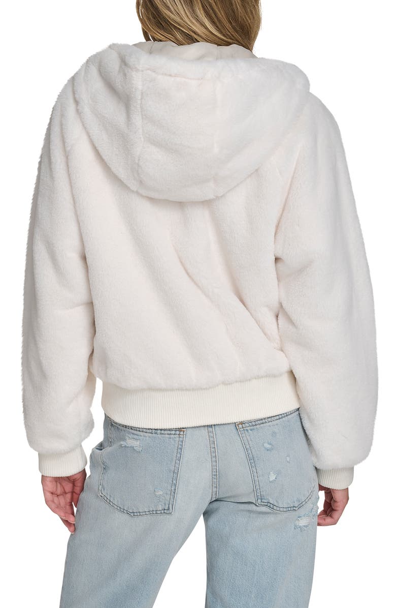 Champion Faux Fur Bomber Hoodie, Alternate, color, Cream