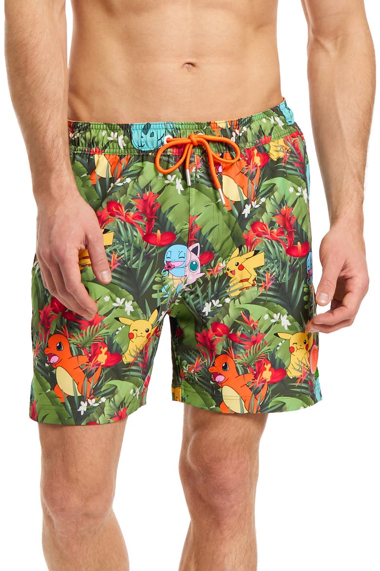 Pokémon Tropical Forest Stretch Swim Trunks, Main, color, MISCELLANEOUS