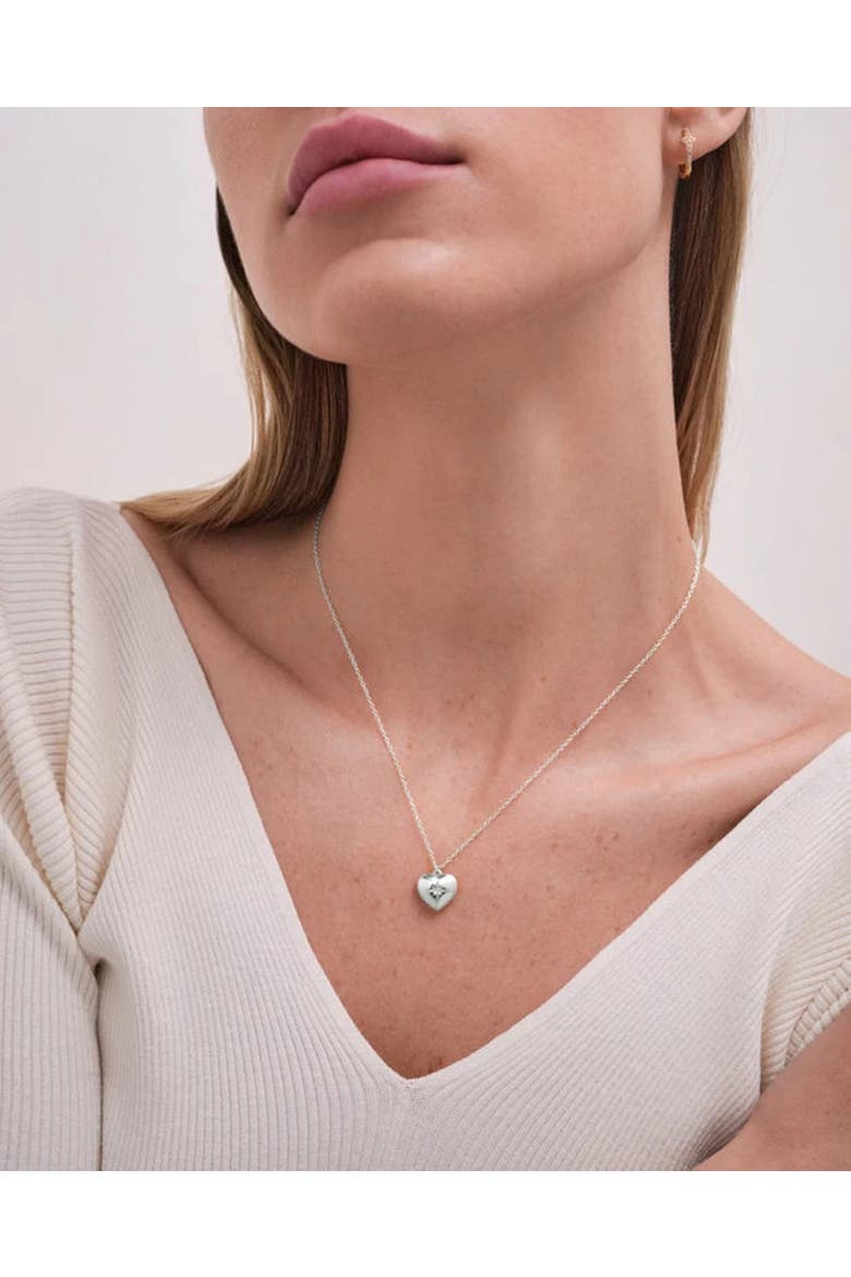 Silver Mini Heart Locket Necklace, Alternate, color, Silver