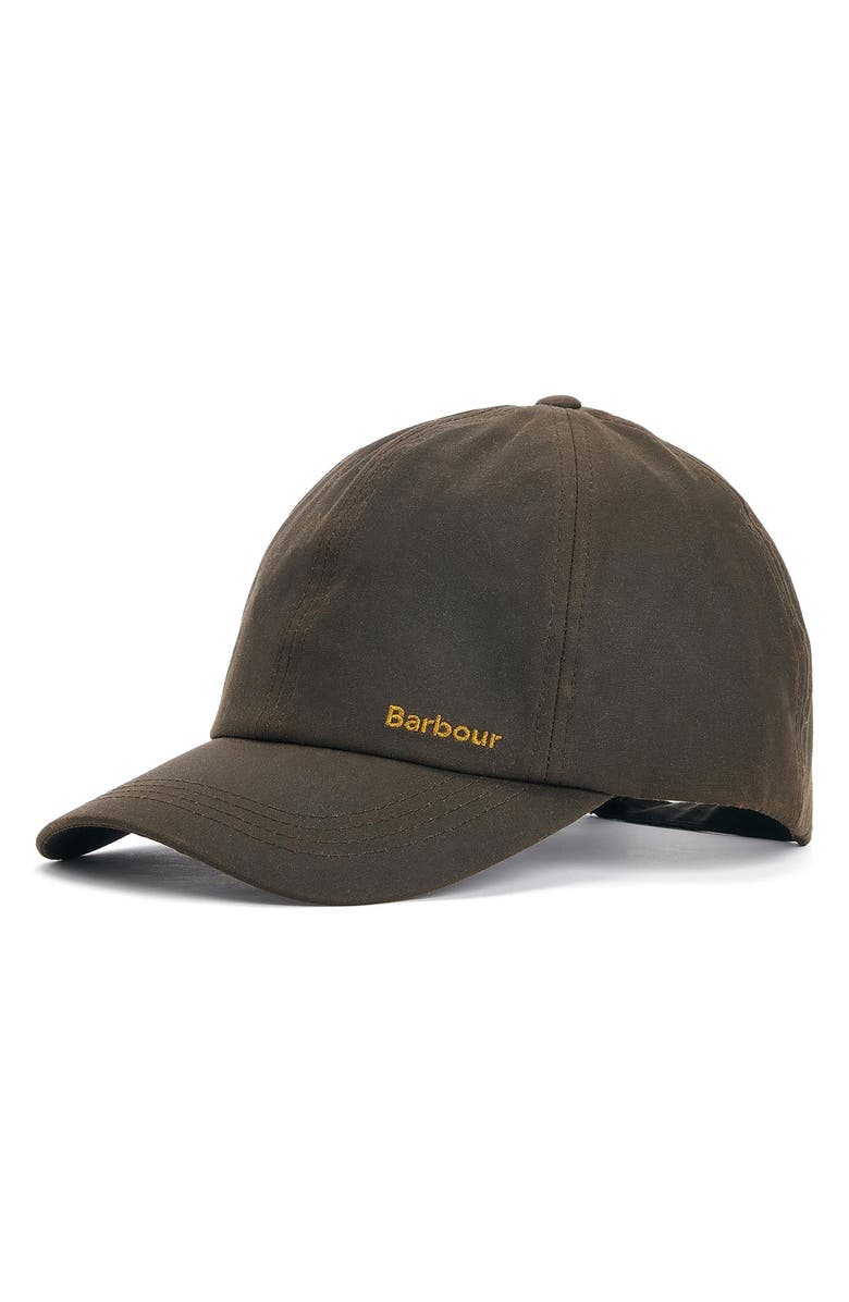 Barbour Belsay Waxed Cotton Sports Cap, Main, color, Olive