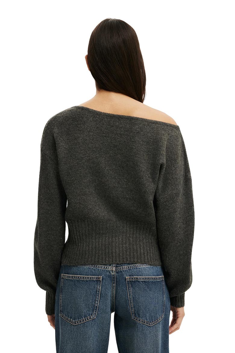 Women's Softest Luxe Off Shoulder Knit, Alternate, color, Charcoal Marle