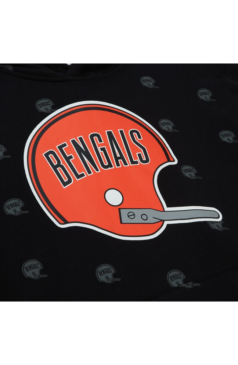Mitchell & Ness Men's Mitchell & Ness Black Cincinnati Bengals Allover Print Fleece Pullover Hoodie, Alternate, color, Black