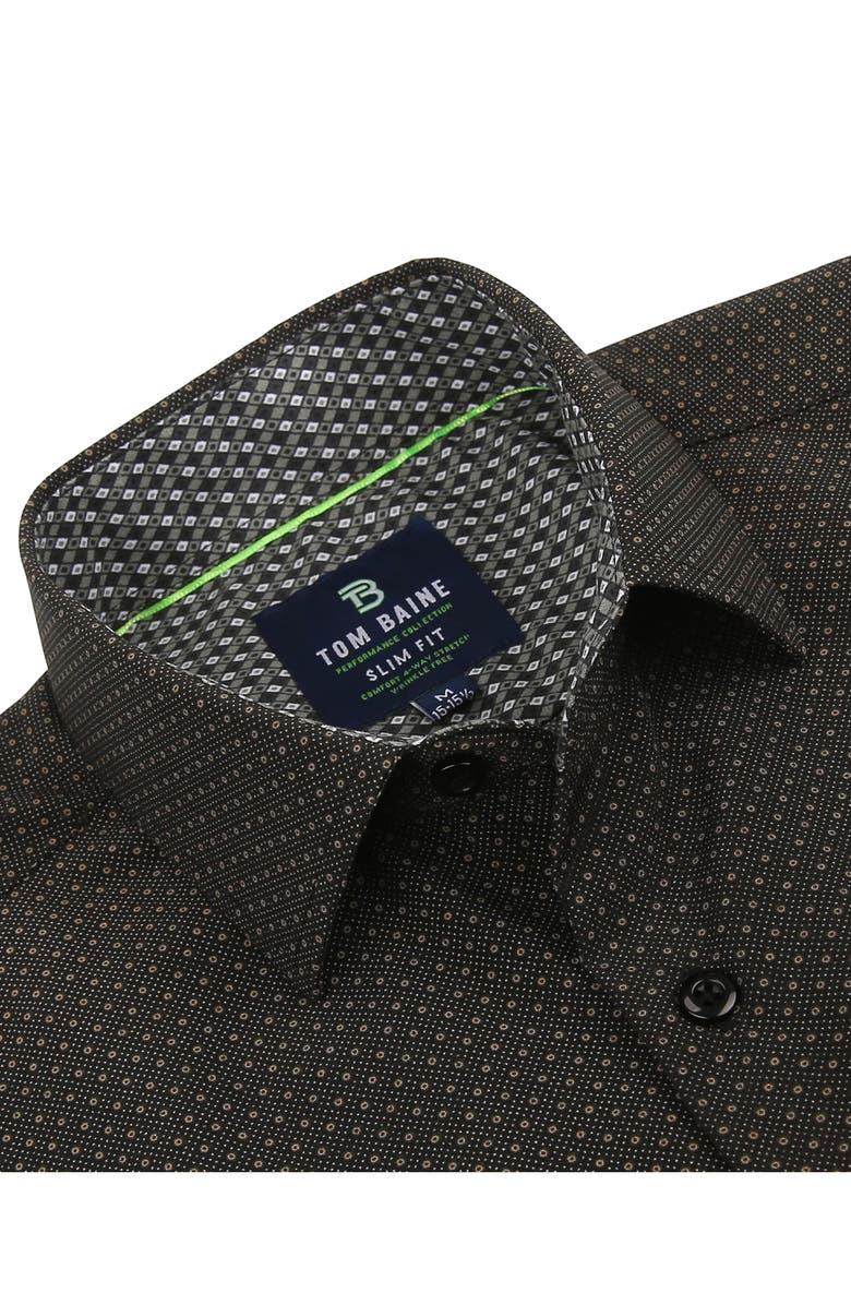 TOM BAINE Slim Fit Print Long Sleeve Button-Up Dress Shirt, Alternate, color, Black