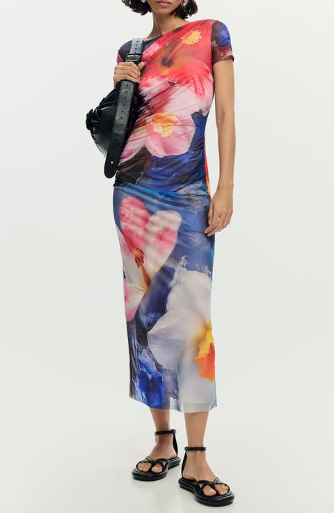 Floral Print Short Sleeve Dress