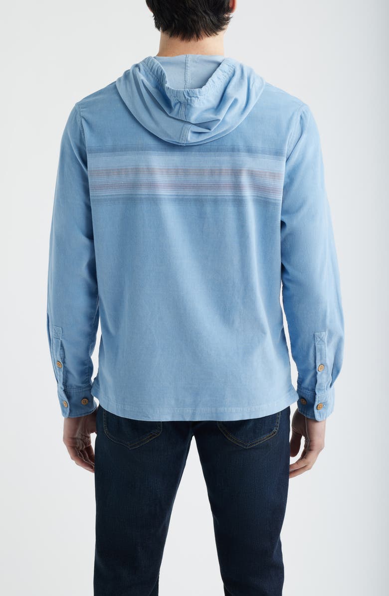 johnnie-O Dorn Washed Stretch Corduroy Henley Hoodie, Alternate, color, Maliblu