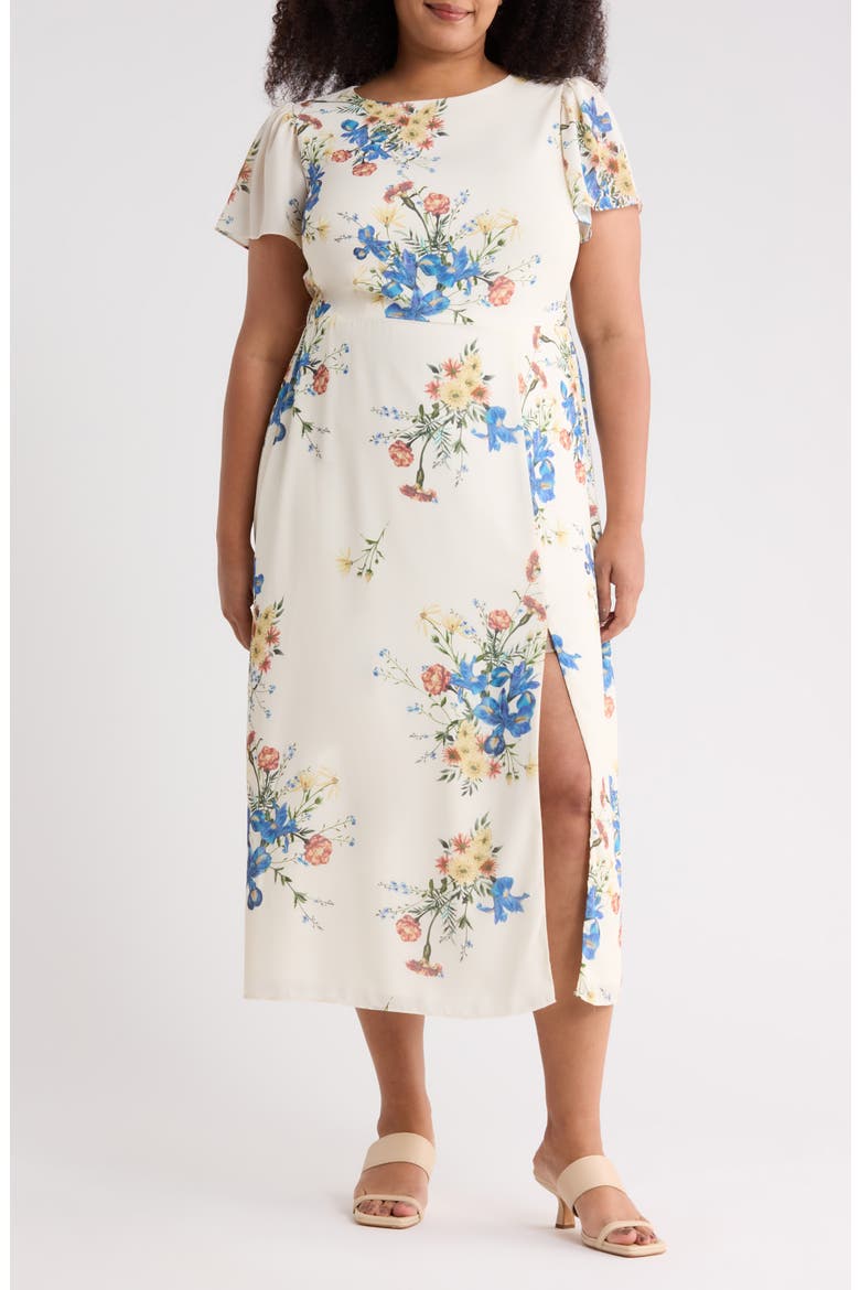 Jacinta Floral Midi Dress, Main, color, CREAM-MULTI