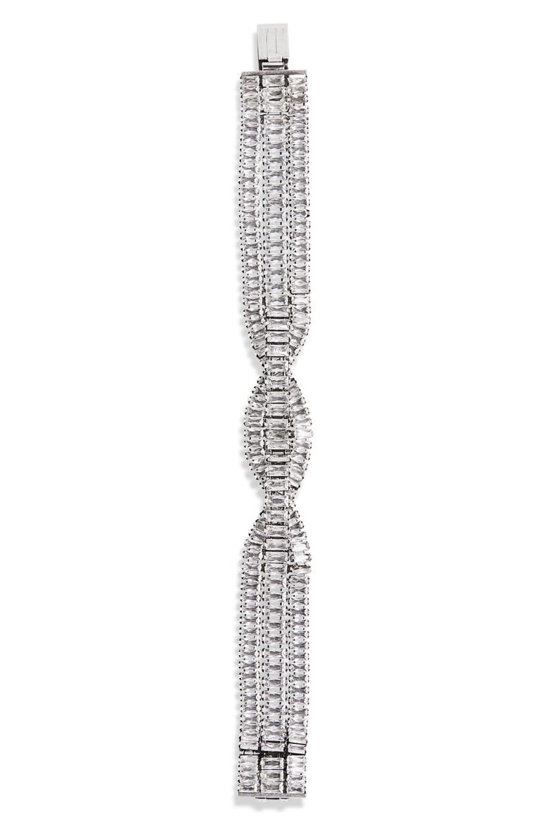 Baguette Glass Line Bracelet, Main, color, TRANSPARENT/ SILVER TRSI