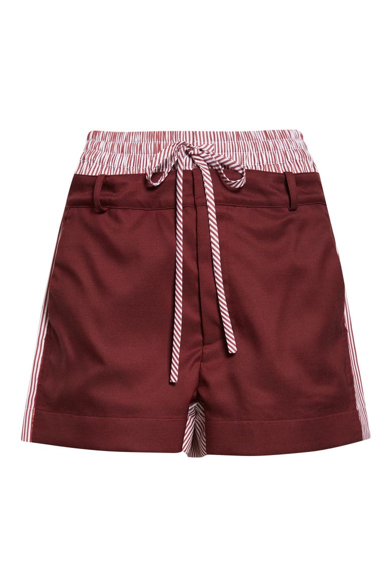 Deconstructed Double Waistband Shorts, Alternate, color, BURGUNDY