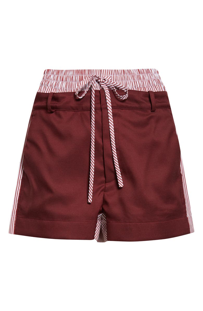 MONSE Deconstructed Double Waistband Shorts, Alternate, color, Burgundy