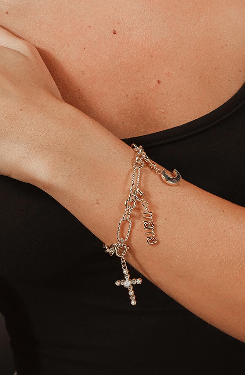 Sterling Forever Fianna Mixed Link Chain Bracelet, Alternate, color, Silver