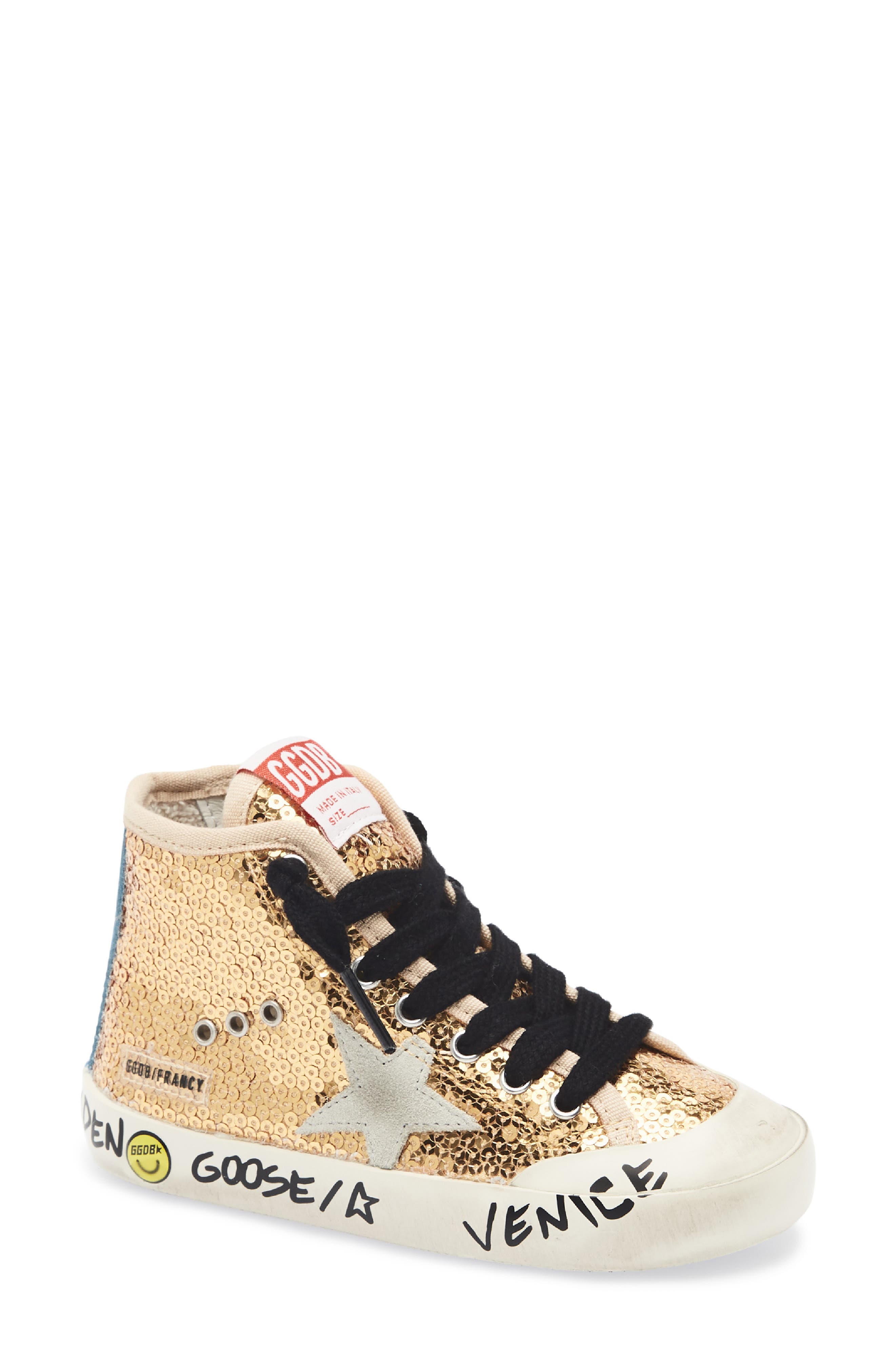 Golden Goose Kids' Francy Penstar Sequin High Top Sneaker, Main, color, Gold/ Ice/ Bluette