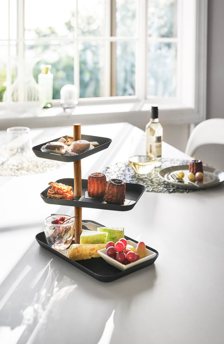 Yamazaki 3-Tier Display Tray, Alternate, color, Walnut