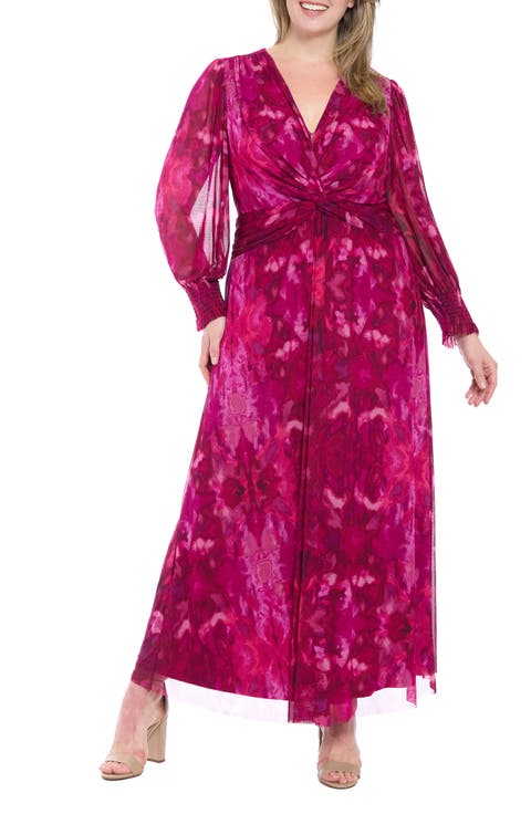 Twist Front Bishop Sleeve Maxi Dress (Plus)