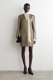 COS Metallized Wool-Blend Tuxedo Dress