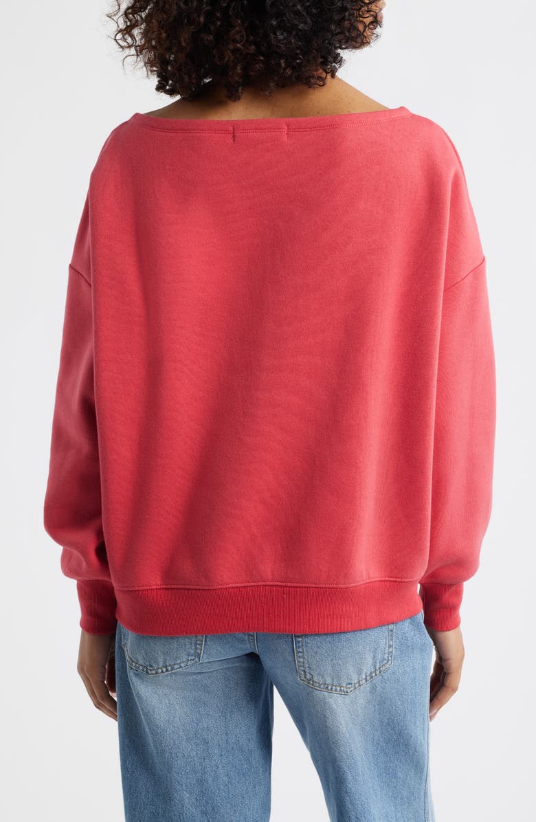 Vinyl Icons Holiday Drinks Boat Neck Sweatshirt, Alternate, color, Red