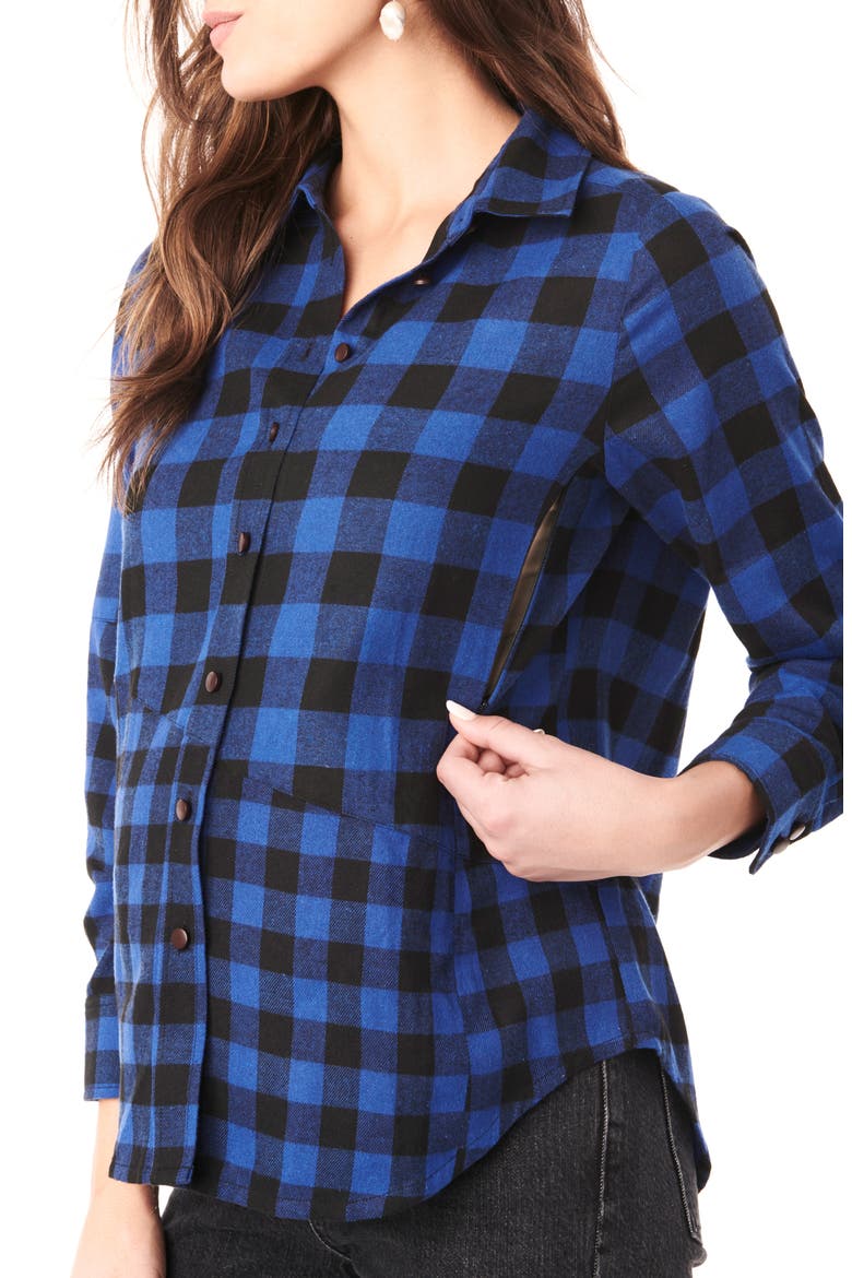 Blake Flannel Maternity/Nursing Shirt, Alternate, color, BLUE AND BLACK