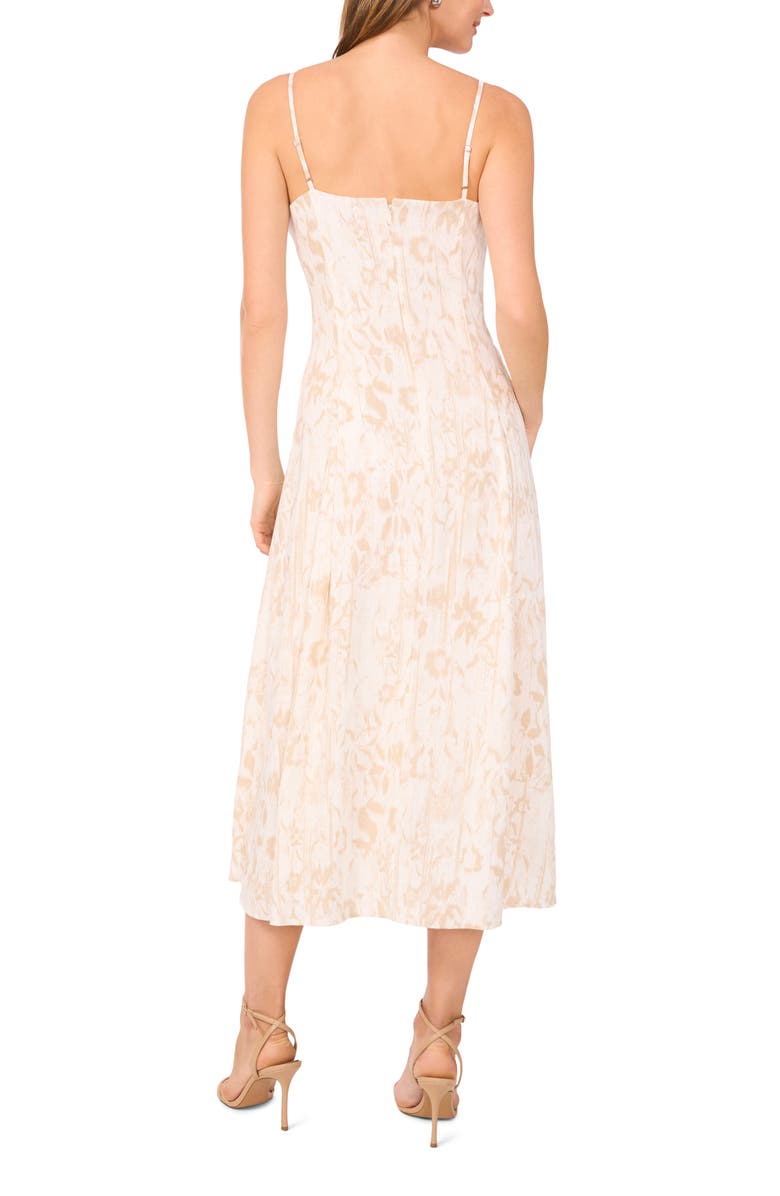 Vince Camuto Floral Godet Pleat Linen Blend Dress, Alternate, color, 