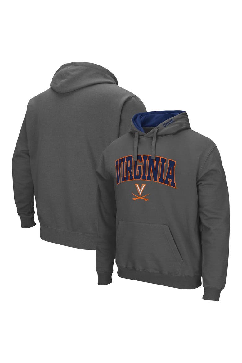 Men's Colosseum Charcoal Virginia Cavaliers Arch & Logo 3.0 Pullover Hoodie, Main, color, Charcoal