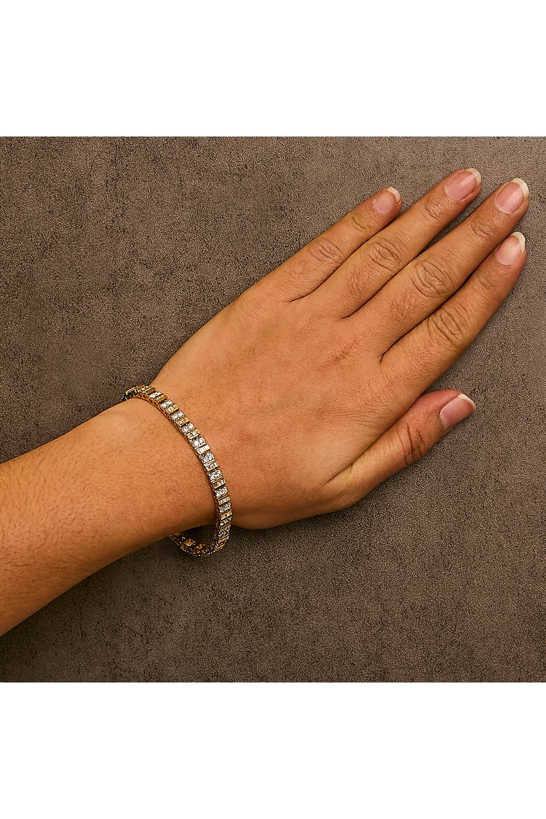10K Yellow Gold 4.0 Cttw Baguette & Round Cut Diamond Bezel Tennis Bracelet, Alternate, color, Yellow