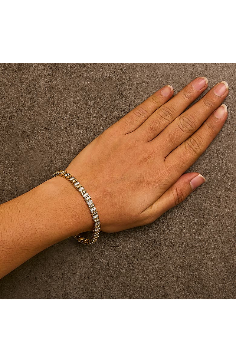 Haus of Brilliance 10K Yellow Gold 4.0 Cttw Baguette & Round Cut Diamond Bezel Tennis Bracelet, Alternate, color, Yellow