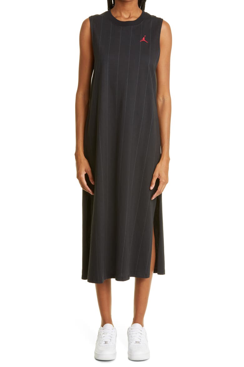 Heritage Sleeveless Cotton Dress, Main, color, BLACK/ GYM RED