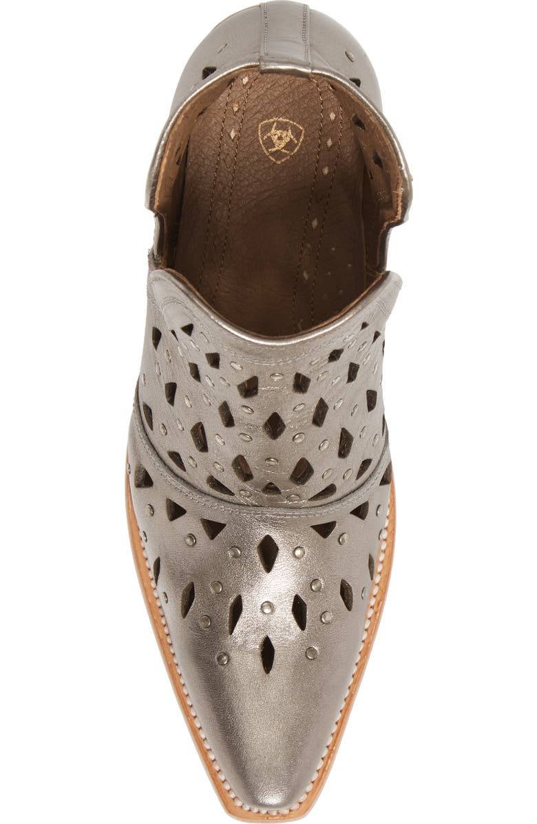 Ariat Dixon Perforated Studded Bootie, Alternate, color, Silver Metallic