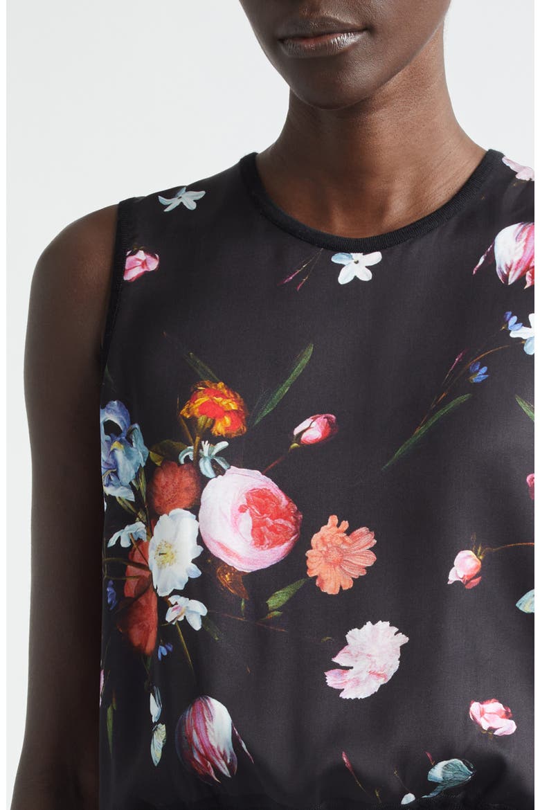 Floral Sleeveless Satin & Merino Wool Sweater, Alternate, color, DUTCH FLOWER PAINTING BLACK