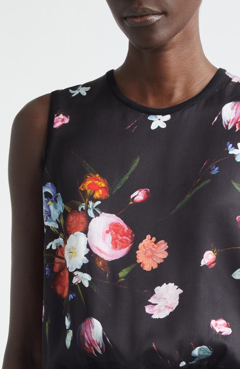 Erdem Floral Sleeveless Satin & Merino Wool Sweater, Alternate, color, Dutch Flower Painting Black