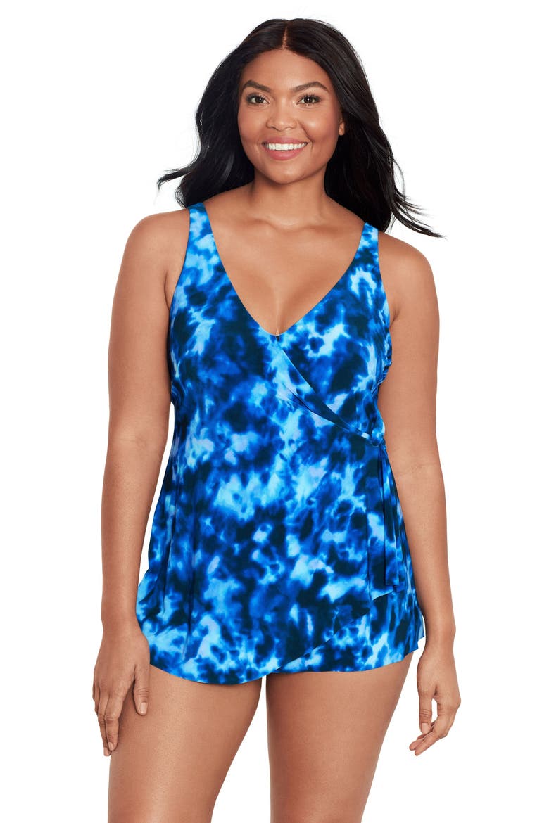 Lola Surplice V-Neck Swimdress, Main, color, Rinca Rain
