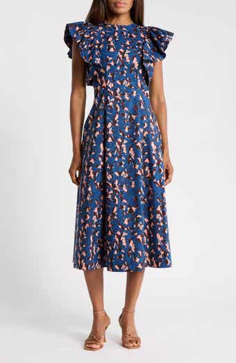 Imara Flutter Sleeve Cotton Midi Dress
