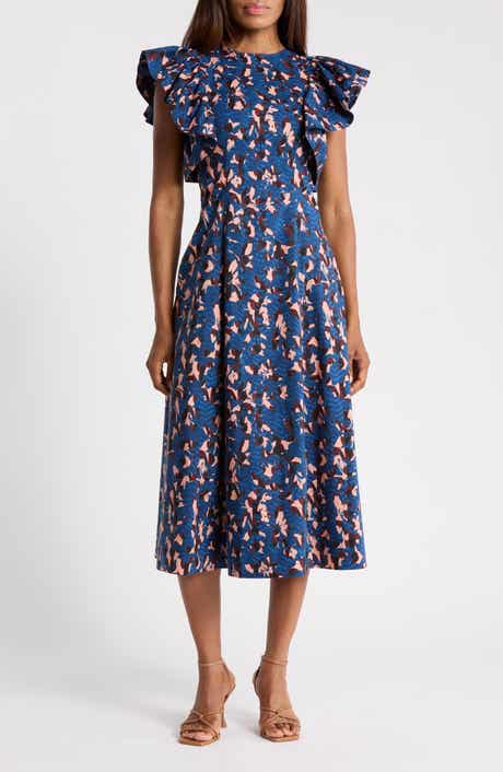 Imara Flutter Sleeve Cotton Midi Dress
