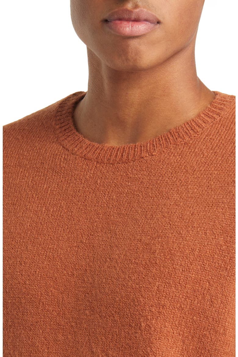Fluffy Crewneck Sweater, Alternate, color, BROWN