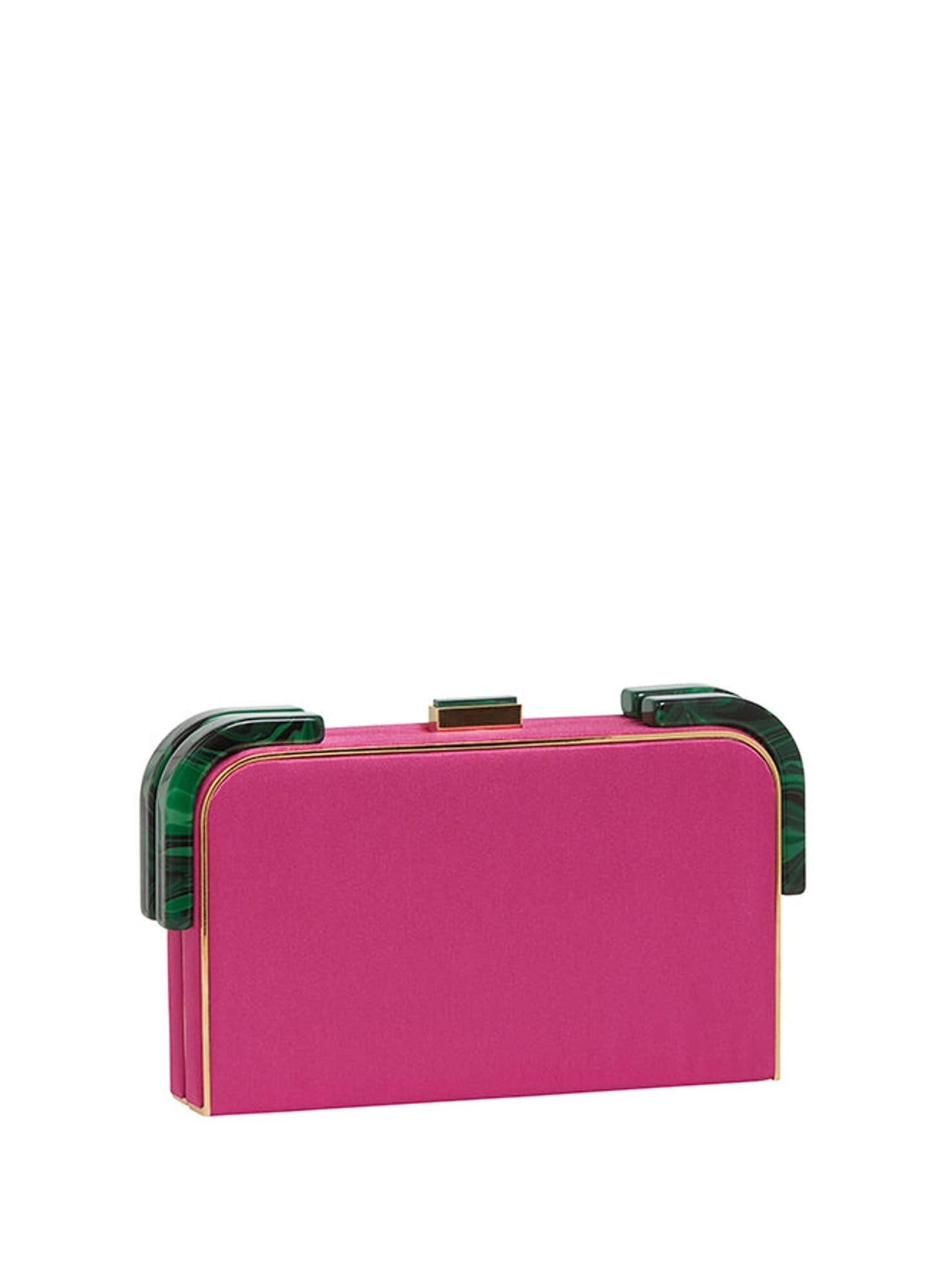 Liz Satin Clutch, Main, color, Fuchsia