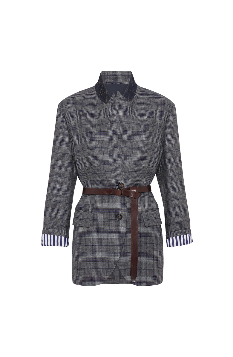 Brunello Cucinelli Prince of wales blazer, Main, color, Grey