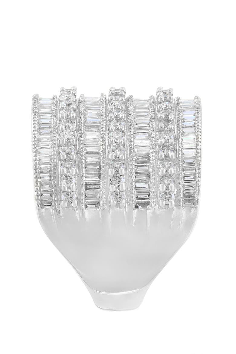 Multi-Row Pavé Diamond Statement Ring in 14K White Gold, Alternate, color, Hematite and FW Blush Pearl