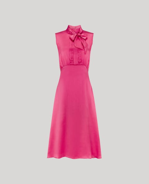 Celeste Liberty Silk Satin Tie Neck Dress