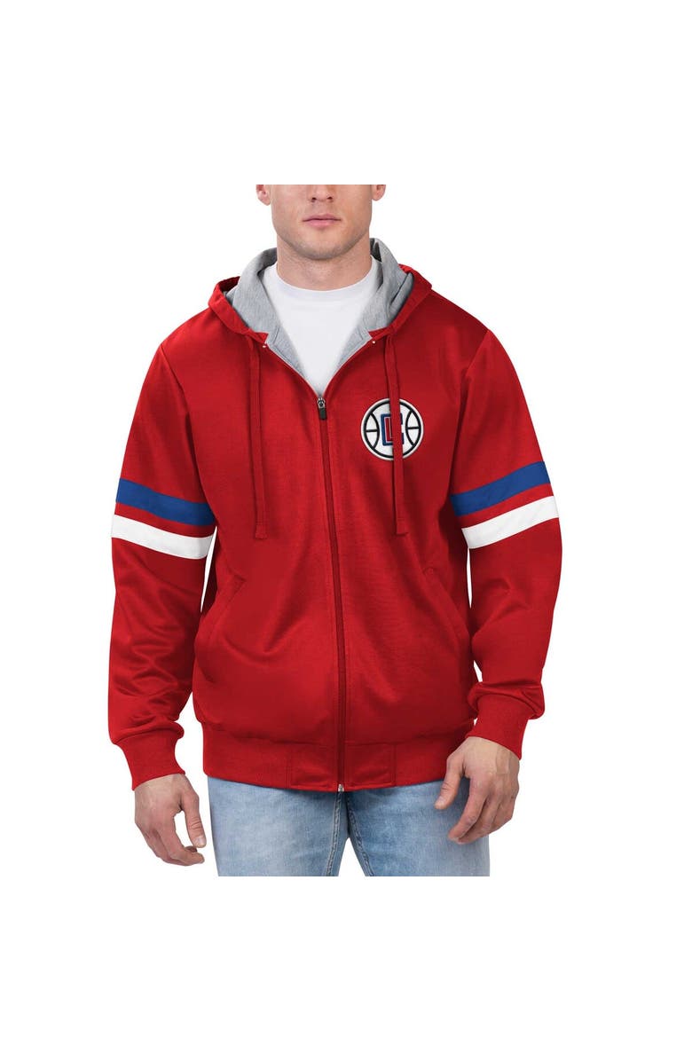 G-III SPORTS BY CARL BANKS Men's G-III Sports by Carl Banks Red LA Clippers Contender Full-Zip Hoodie Jacket, Main, color, Red