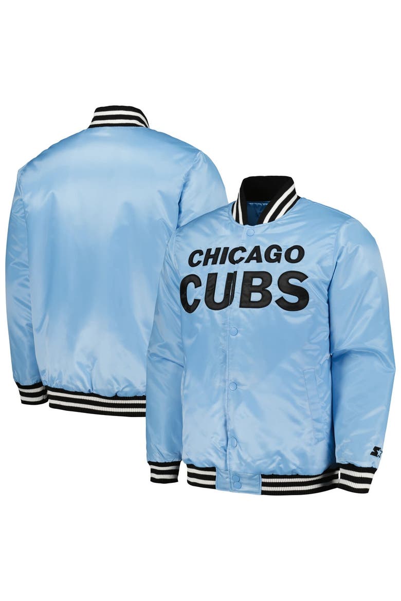 Cubs 迷彩スタジャン Lサイズ Men's Starter Light Blue Chicago Cubs Cross Bronx Fashion Satin