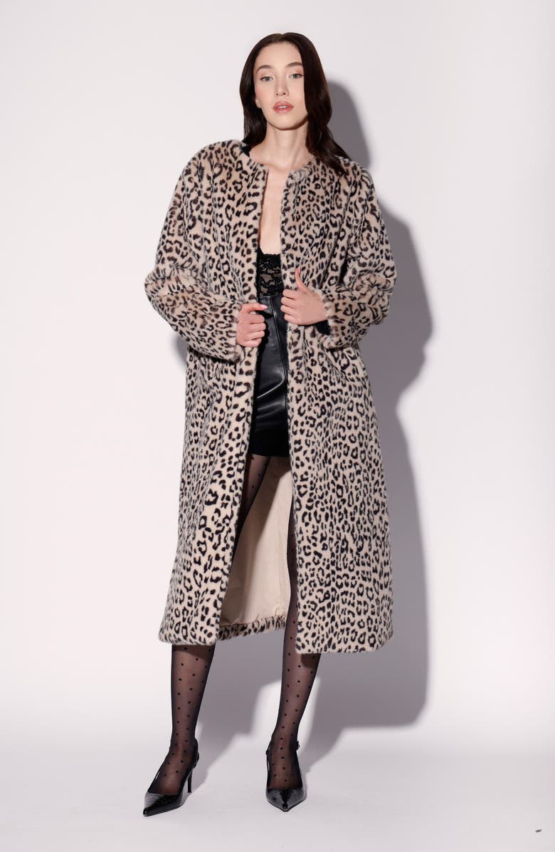Walter Baker Pierre Faux Fur Long Coat, Alternate, color, Leopard