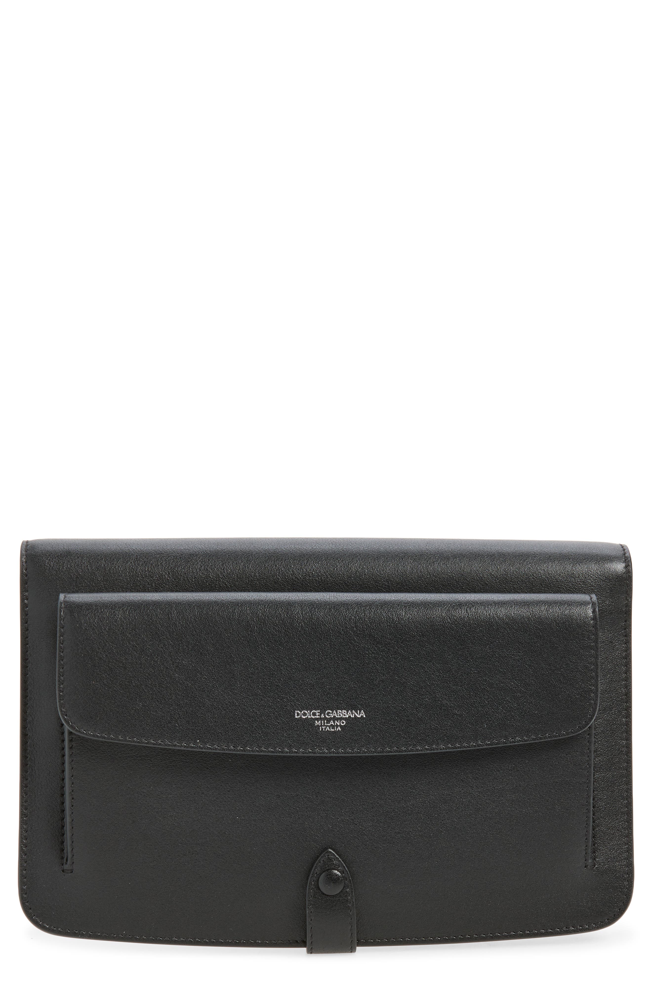 Calfskin Leather Wallet, Main, color, BLACK