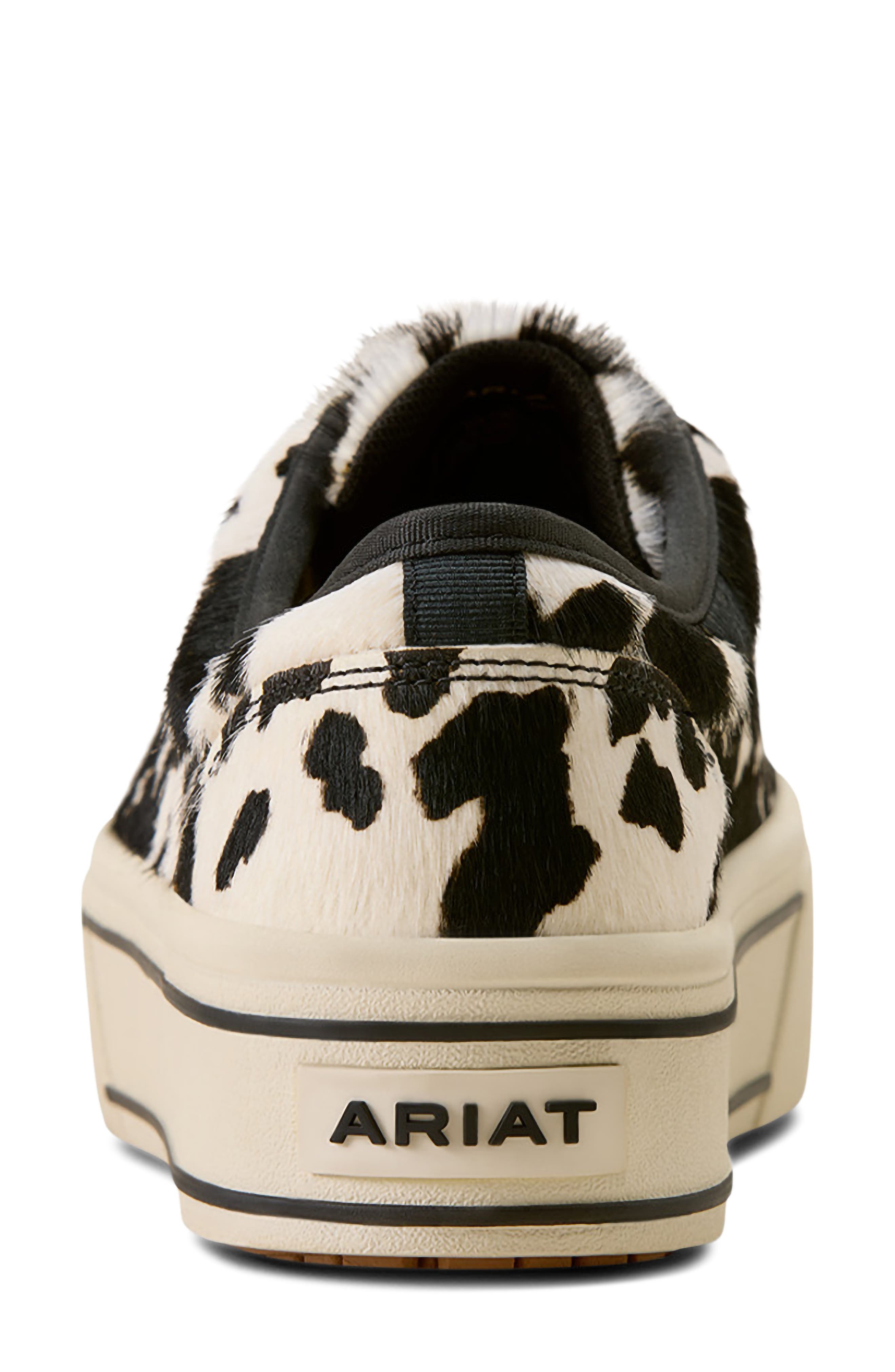 Skylar Croc Embossed Leather Sneaker, Alternate, color, BLACK/ WHITE HAIR ON